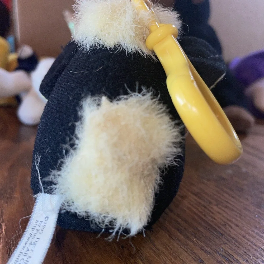 vintage 1995 WORKING Black Furby keychain hook Gray‎ Eyes (needs Batteries)